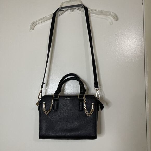 TOPSHOP black shoulder handbag gold chain removable strap - Picture 1 of 8